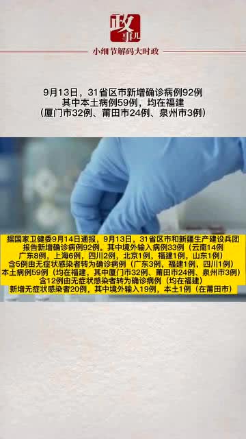31省份新增确诊34例〃31省区新增确诊327例