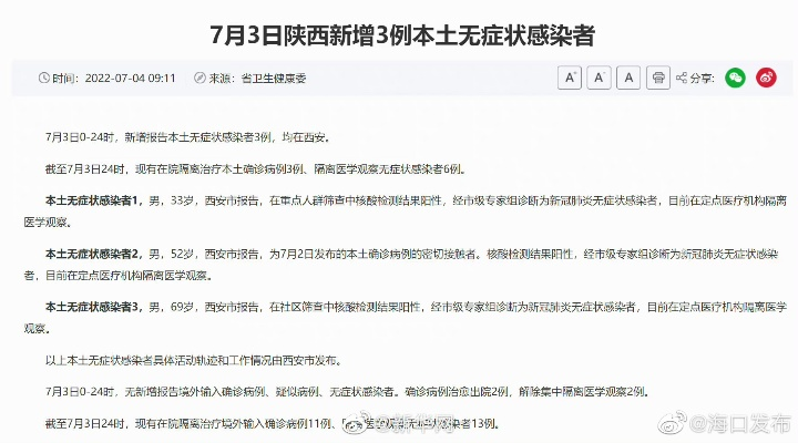 「陕西新增3例本土无症状」〃陕西新增3例本土无症状病例