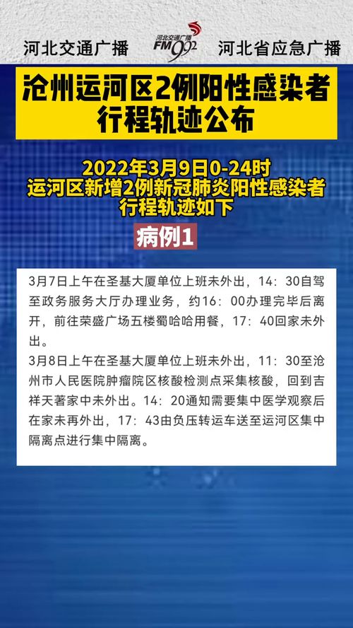沧州1例阳性无症状轨迹公布〃沧州感染者行动轨迹