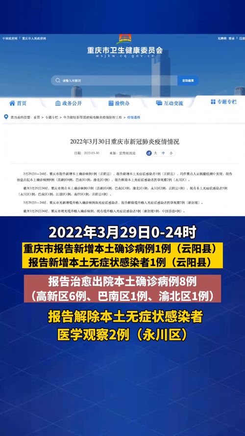重庆市新增本土确诊病例3例︰(重庆市新增确诊病例22例)