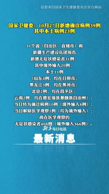 31省新增本土23例〃31省新增本土11例