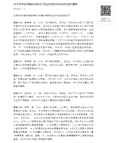 「郑州新增3例确诊8例无症状」〃郑州新增1例无症状轨迹