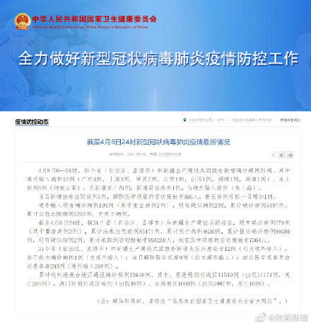 31省区市新增确诊8例︰(31省区市新增确诊病例20例)