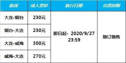 烟台船票.大连到烟台船票