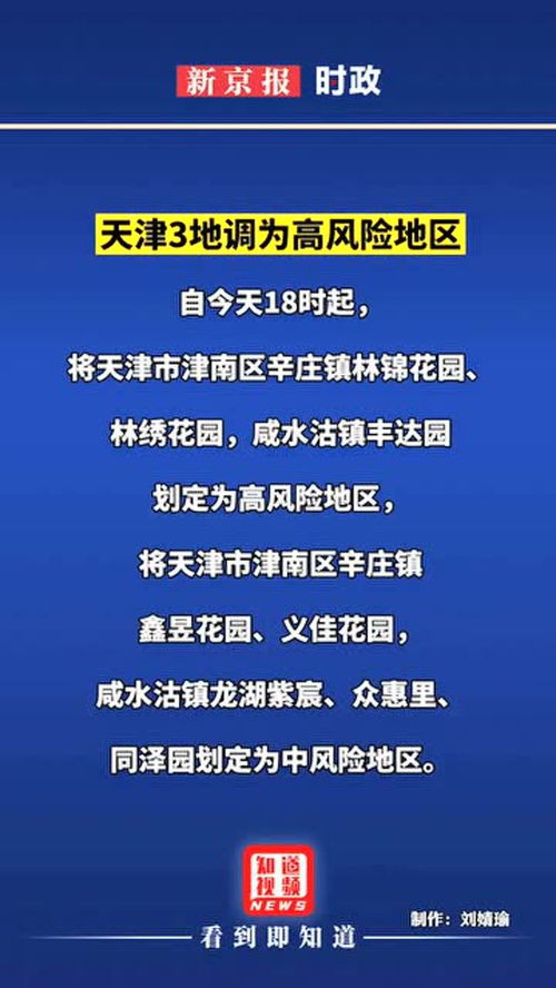 【天津1地调整为高风险地区/天津高风险地区名单】