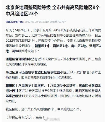 北京3地升级为高风险︰(北京高风险地区降级) 北京3地升级为高风险︰(北京高风险地区降级)